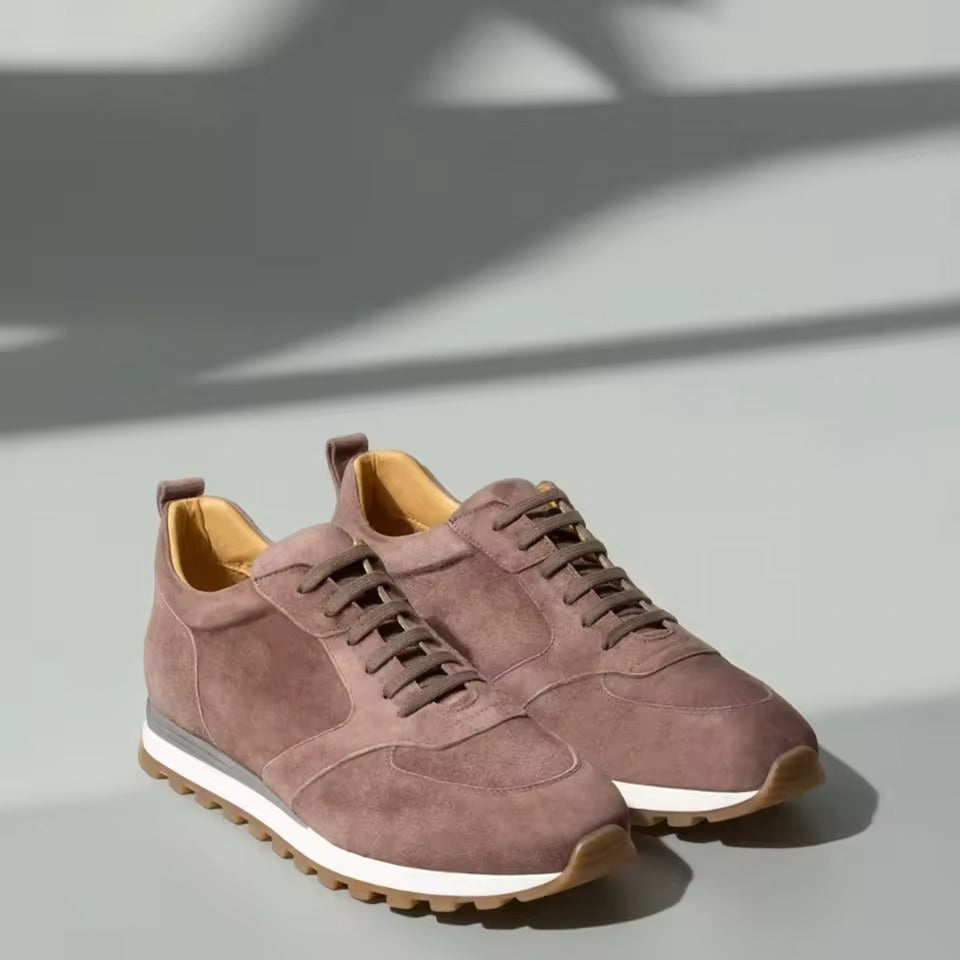 Sneaker House Men's Brown Suede Lace-Up Casual Sneakers