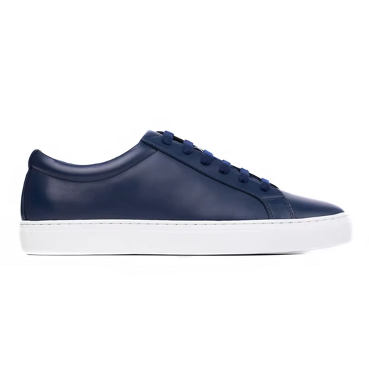 Sneaker House Men's Navy Blue Minimalist Leather Sneakers