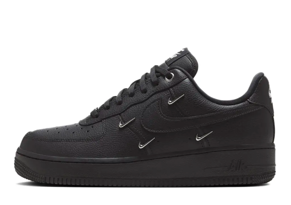 Nike Air Force 1 Low Black Silver Mini Swoosh