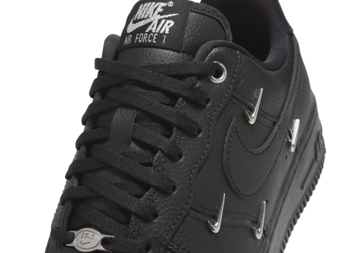 Nike Air Force 1 Low Black Silver Mini Swoosh