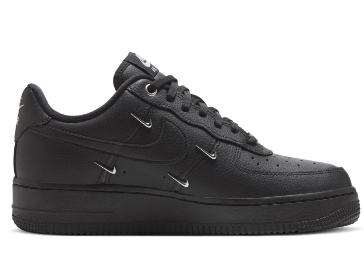 Nike Air Force 1 Low Black Silver Mini Swoosh