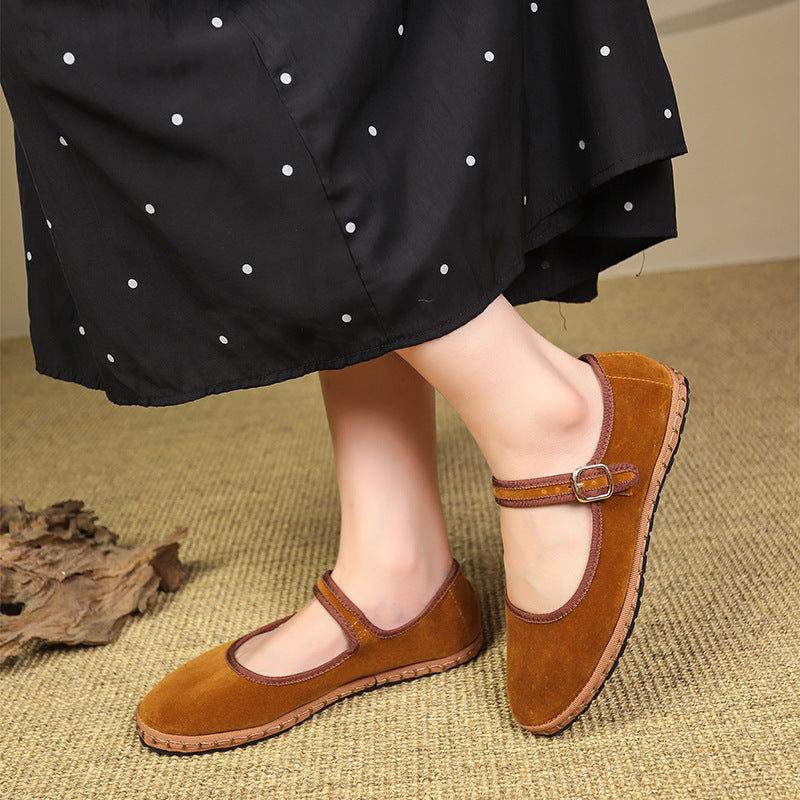 Velvet Mary Jane Flats