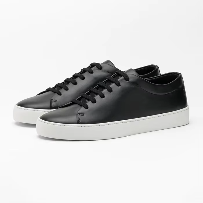 Sneaker House Men's Black Minimalist Leather Sneakers