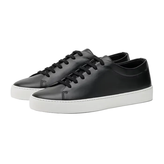 Sneaker House Men's Black Minimalist Leather Sneakers