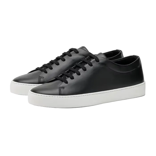 Sneaker House Men's Black Minimalist Leather Sneakers