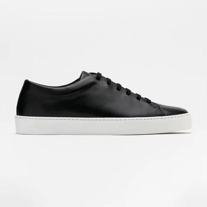 Sneaker House Men's Black Minimalist Leather Sneakers