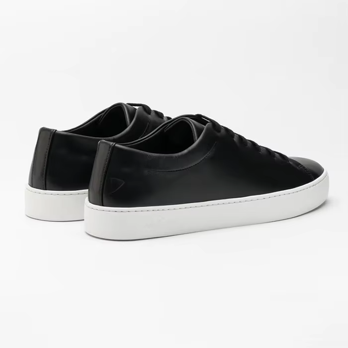 Sneaker House Men's Black Minimalist Leather Sneakers