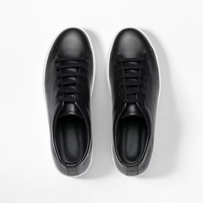 Sneaker House Men's Black Minimalist Leather Sneakers
