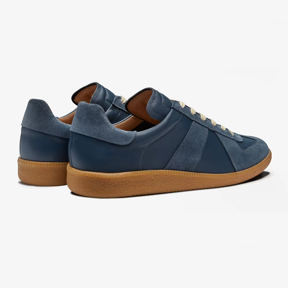 Sneaker House Men's Navy Blue Leather & Suede Casual Sneakers