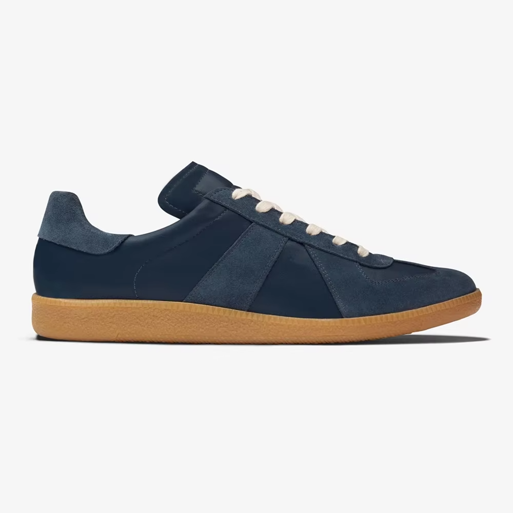 Sneaker House Men's Navy Blue Leather & Suede Casual Sneakers