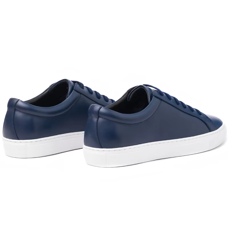 Sneaker House Men's Navy Blue Minimalist Leather Sneakers