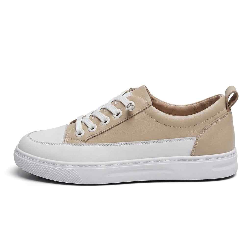 Sneaker House Women's Beige White Two-Tone Platform Sneakers