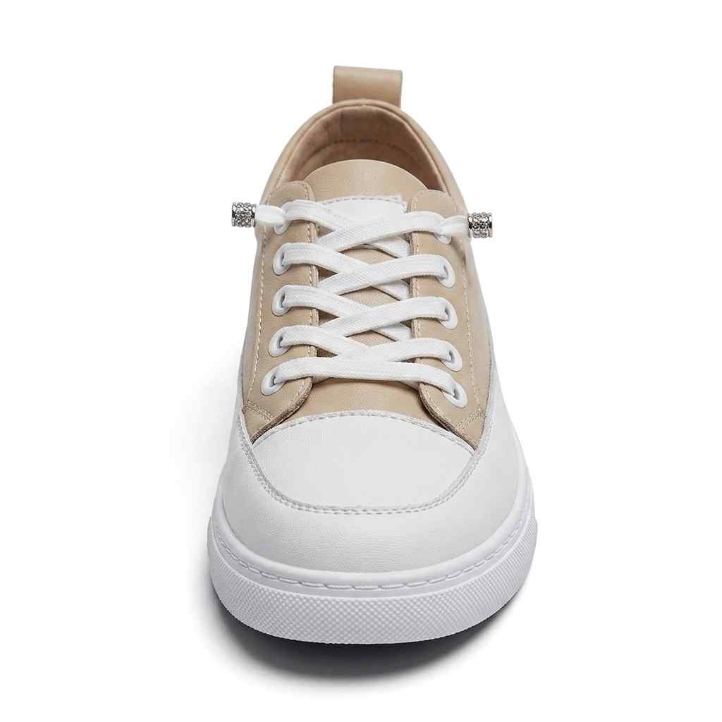 Sneaker House Women's Beige White Two-Tone Platform Sneakers