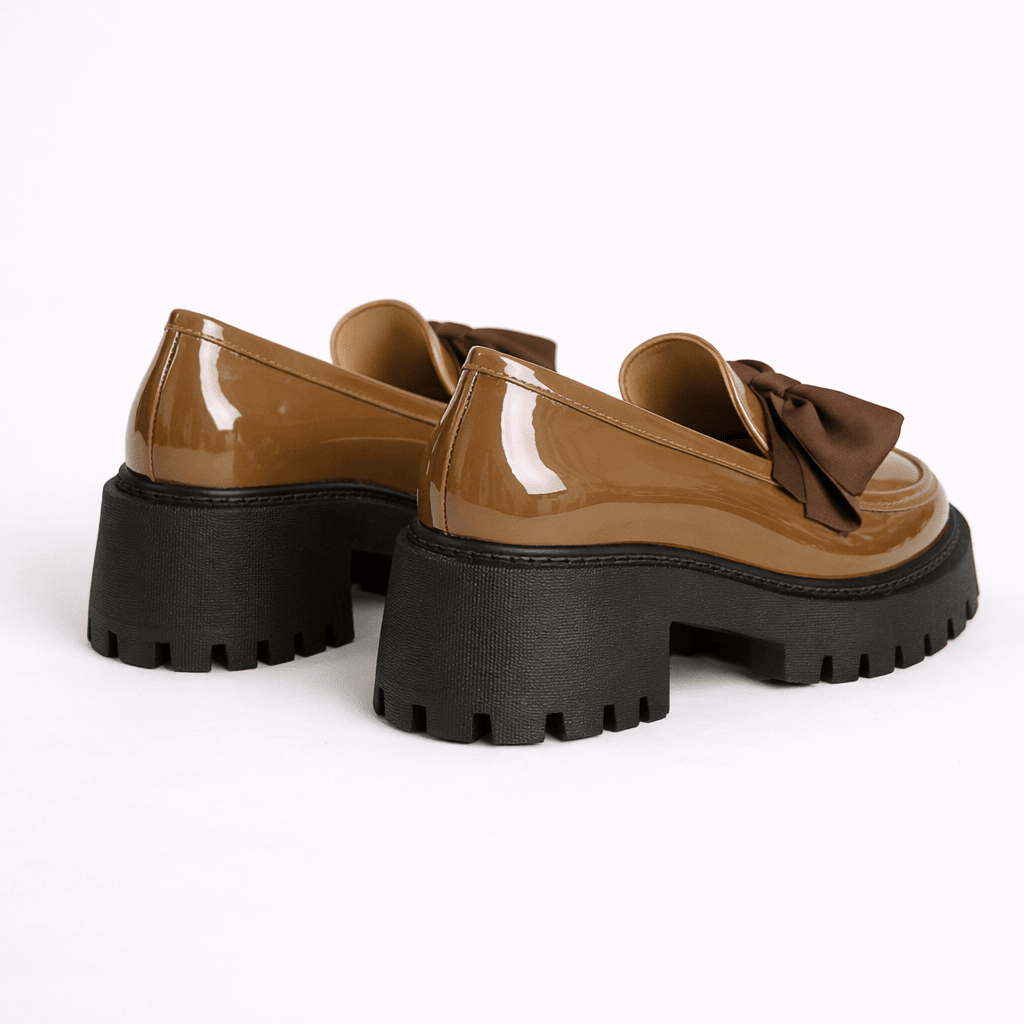 Womens Platform Bow Loafers – Chunky Sole Slip-On Shoes