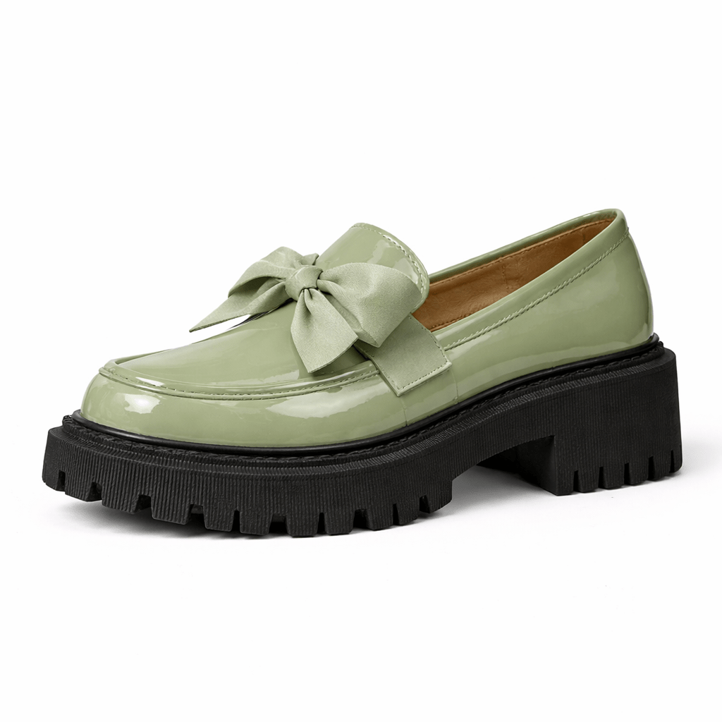 Womens Platform Bow Loafers – Chunky Sole Slip-On Shoes