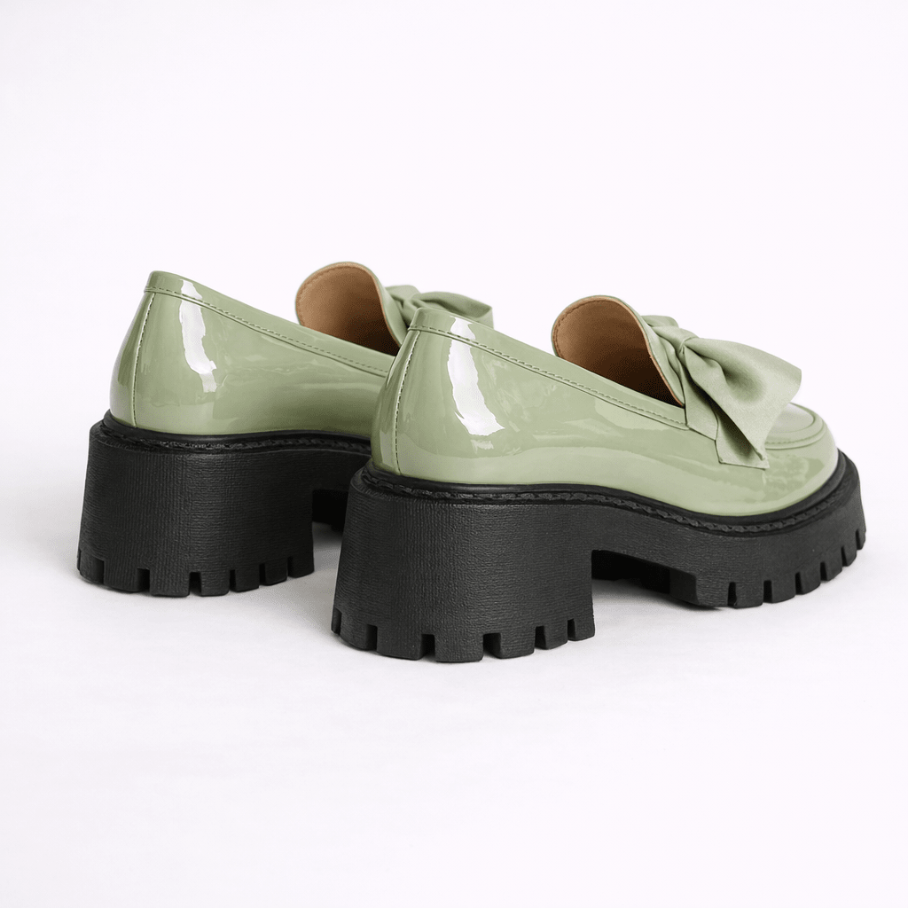 Womens Platform Bow Loafers – Chunky Sole Slip-On Shoes