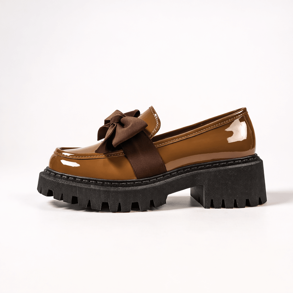 Womens Platform Bow Loafers – Chunky Sole Slip-On Shoes