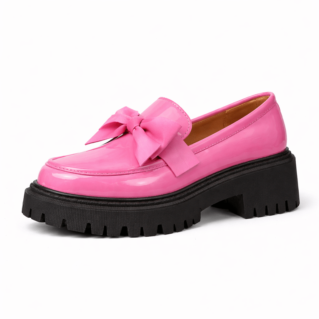 Womens Platform Bow Loafers – Chunky Sole Slip-On Shoes