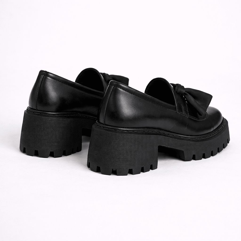 Womens Platform Bow Loafers – Chunky Sole Slip-On Shoes