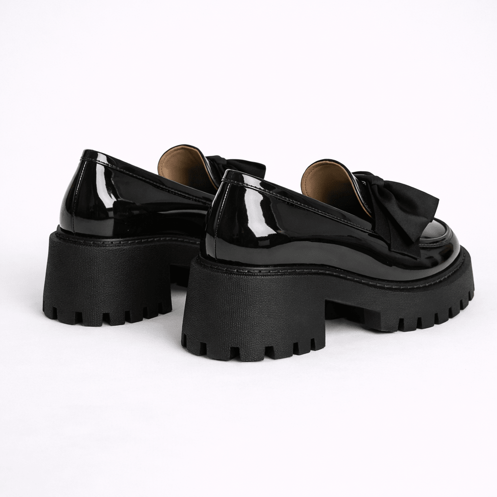 Womens Platform Bow Loafers – Chunky Sole Slip-On Shoes