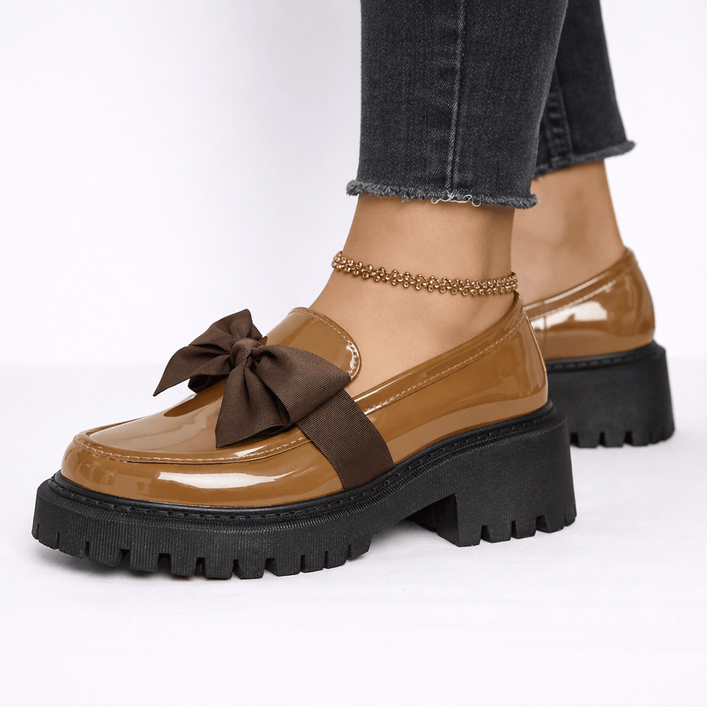 Womens Platform Bow Loafers – Chunky Sole Slip-On Shoes